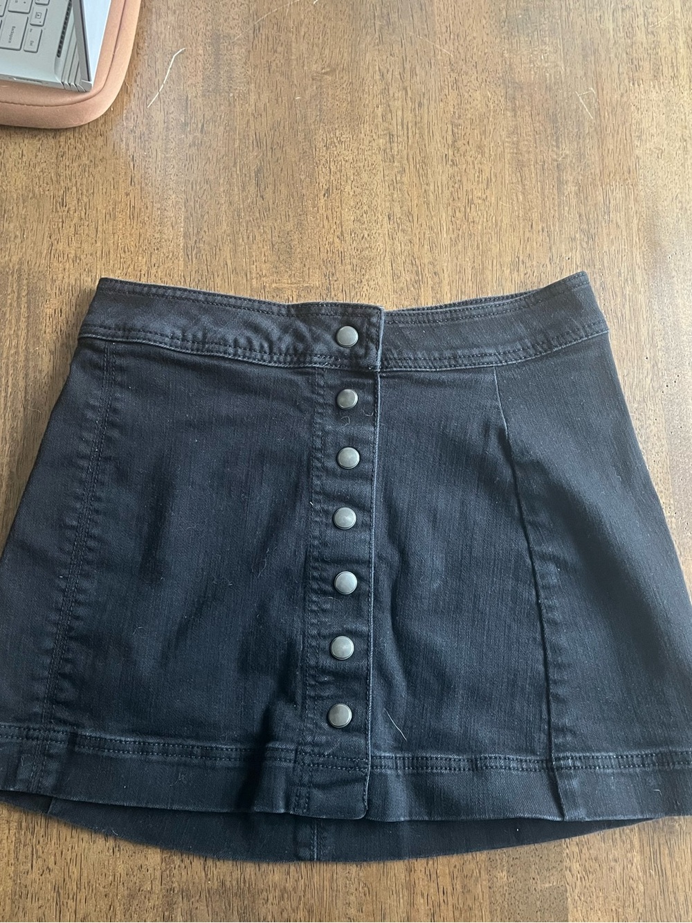 Free People Black Button-Front Mini Skirt